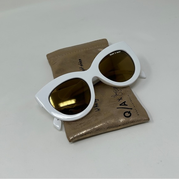 Quay Australia X Shay Mitchell Jinx White Cat Eye Womens Sunglasses Bronze Lens - Picture 9 of 11